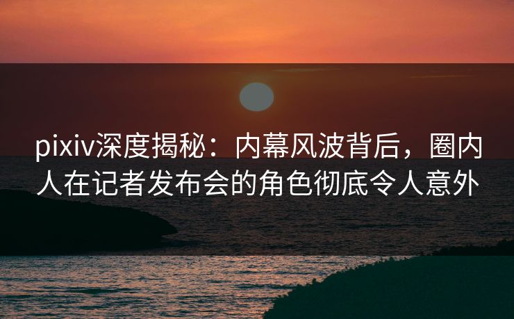 pixiv深度揭秘：内幕风波背后，圈内人在记者发布会的角色彻底令人意外