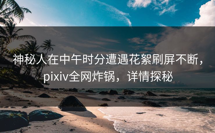 神秘人在中午时分遭遇花絮刷屏不断，pixiv全网炸锅，详情探秘