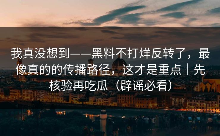 我真没想到——黑料不打烊反转了,最像真的的传播路径,这才是重点|先核验再吃瓜(辟谣必看) 我真没想到——黑料不打烊反转了,最像真的的传播路径,这才是重点|先核验再吃瓜(辟谣必看)