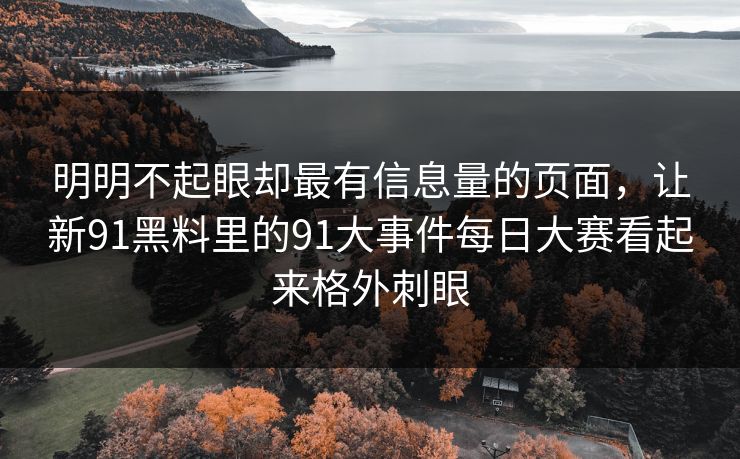明明不起眼却最有信息量的页面，让新91黑料里的91大事件每日大赛看起来格外刺眼