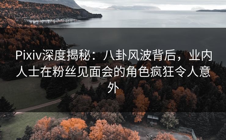 Pixiv深度揭秘：八卦风波背后，业内人士在粉丝见面会的角色疯狂令人意外